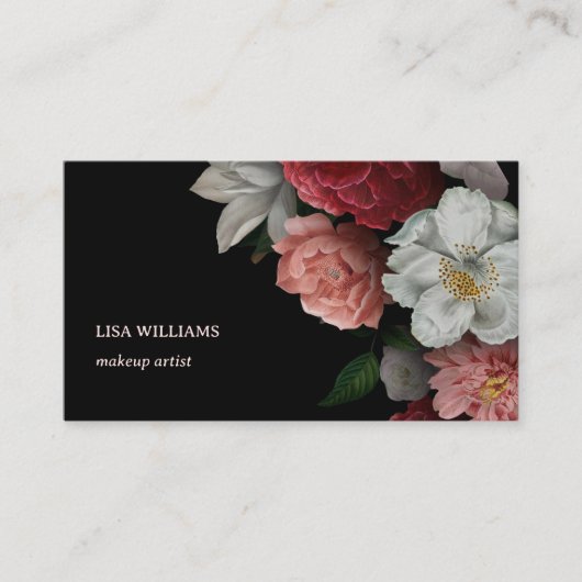 Hand Drawn Roses Flower Black 名刺 (正面)