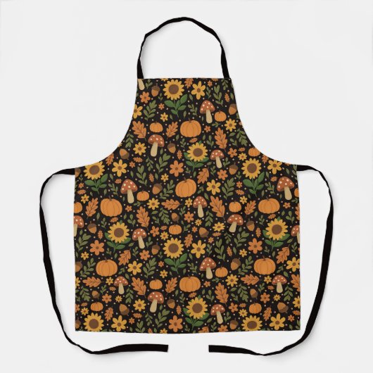 Hand Drawn Rustic Fall Pattern Apron エプロン (正面)