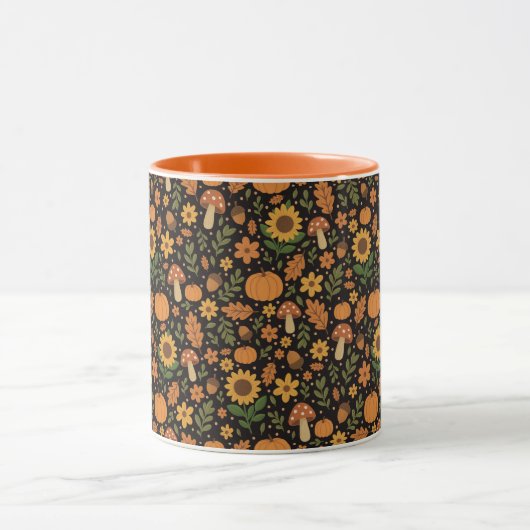 Hand Drawn Rustic Fall Pattern Coffee Mug マグカップ (中央)