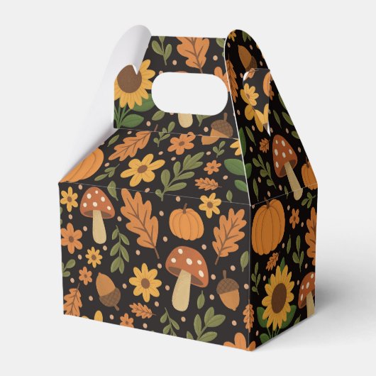 Hand Drawn Rustic Fall Pattern Favor Box フェイバーボックス (正面サイド)