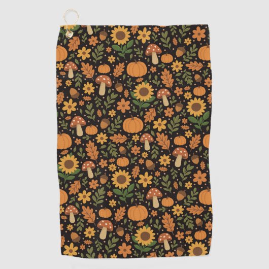 Hand Drawn Rustic Fall Pattern Golf Towel ゴルフタオル (正面)