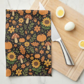 Hand Drawn Rustic Fall Pattern Kitchen Towel キッチンタオル (四つ折り)
