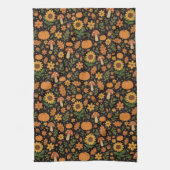 Hand Drawn Rustic Fall Pattern Kitchen Towel キッチンタオル (縦)