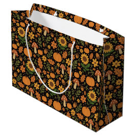 Hand Drawn Rustic Fall Pattern Large Gift Bag ラージペーパーバッグ