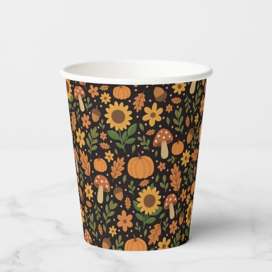 Hand Drawn Rustic Fall Pattern Paper Plates 紙コップ (裏面)