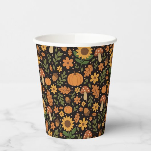 Hand Drawn Rustic Fall Pattern Paper Plates 紙コップ (左)