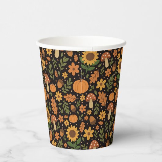 Hand Drawn Rustic Fall Pattern Paper Plates 紙コップ (右)