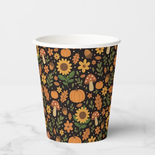 Hand Drawn Rustic Fall Pattern Paper Plates 紙コップ (正面)