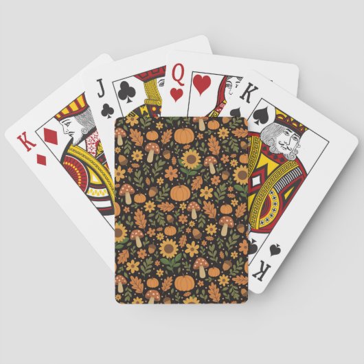 Hand Drawn Rustic Fall Pattern Playing Cards トランプ (裏面)