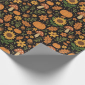 Hand Drawn Rustic Fall Pattern Wrapping Paper Roll ラッピングペーパー (角)