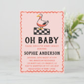 Hand Drawn Rustic Goose Oh Baby Shower 招待状 (スタンド正面)