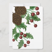 Hand Drawn Rustic Pinecone & Holly Christmas Photo シーズンカード (裏面)