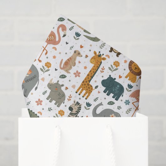 Hand Drawn Safari Animal Print Tissue Paper 薄葉紙 (ギフトバッグ)