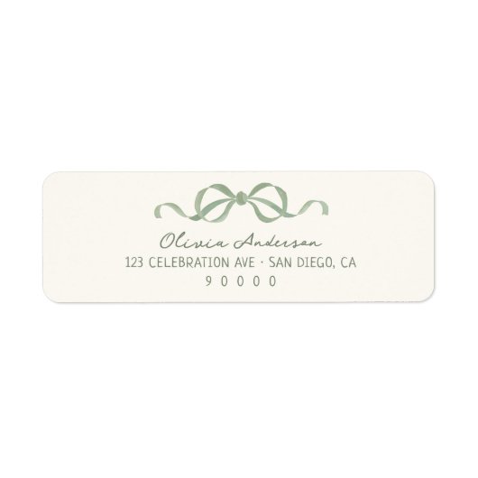 Hand Drawn Sage Green Bow ラベル (正面)