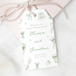 Hand Drawn Sage Green Wedding ギフトタグ