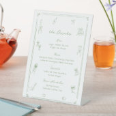 Hand Drawn Sage Green Wedding Bar Drink Menu 台座サイン (インサイチュ)