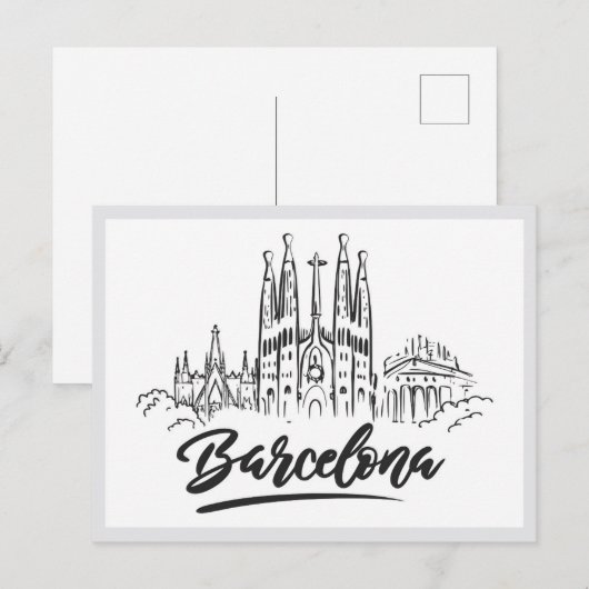 Hand drawn Sagrada Familia Barcelona Spain ポストカード (正面/裏面)
