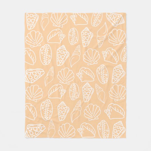 Hand-drawn Sandy Shells Fleece Blanket フリースブランケット (正面)