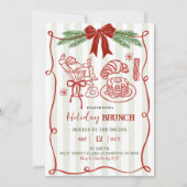 Hand Drawn Santa Doodle Christmas Holiday Brunch 招待状 (正面)