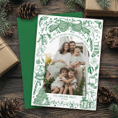 Hand Drawn Scribble Bow Green Arch Photo Christmas シーズンカード