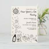 Hand Drawn scribble Cheers New Years Eve Party 招待状 (スタンド正面)
