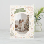 Hand Drawn Scribble Family Kid Photo Christmas シーズンカード (スタンド正面)