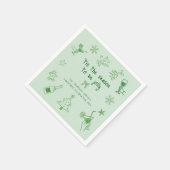 Hand Drawn Scribble Glitter Green Christmas Party スタンダードカクテルナプキン (角)