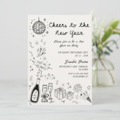  Hand Drawn scribble New Year’s Eve Party 招待状 (スタンド正面)