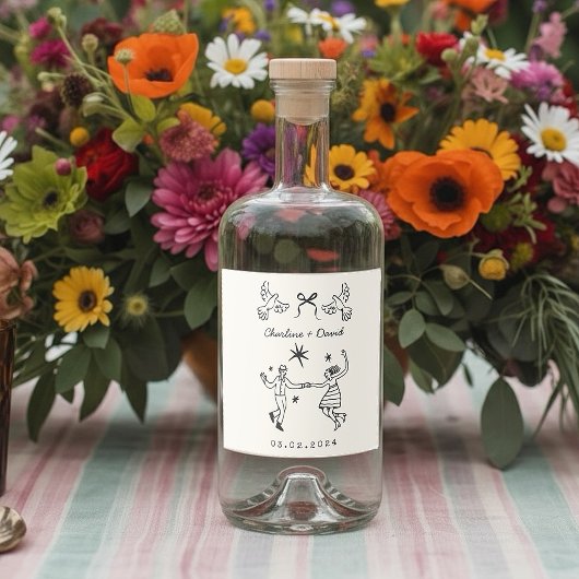 Hand Drawn Scribble Wedding  リキュールボトルラベル