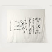 Hand Drawn Scribble Wedding Welcome タペストリー (正面(横))