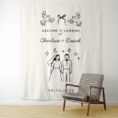 Hand Drawn Scribble Wedding Welcome タペストリー (インサイチュ)