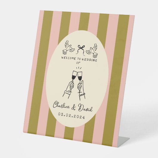 Hand Drawn Scribble Wedding Welcome Sign 台座サイン (正面)