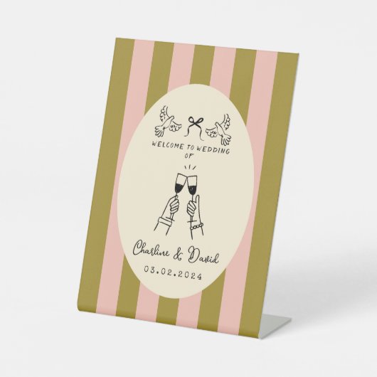 Hand Drawn Scribble Wedding Welcome Sign 台座サイン (正面)