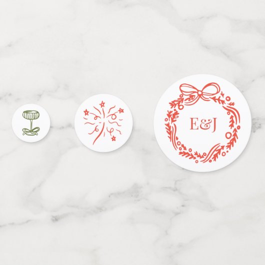 Hand-Drawn Scribbled Playful Doodles Holiday コンフェッティ (裏面)