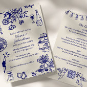 Hand Drawn Scribbles/Doodles All-In-One Wedding 招待状
