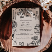 Hand Drawn Scribbles/Doodles Wedding Invitation 招待状