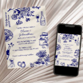 Hand Drawn Scribbles/Doodles Wedding Invitation 招待状