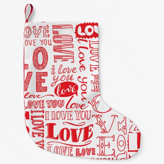 hand-drawn seamless background with love doodles スモールクリスマスストッキング (正面)