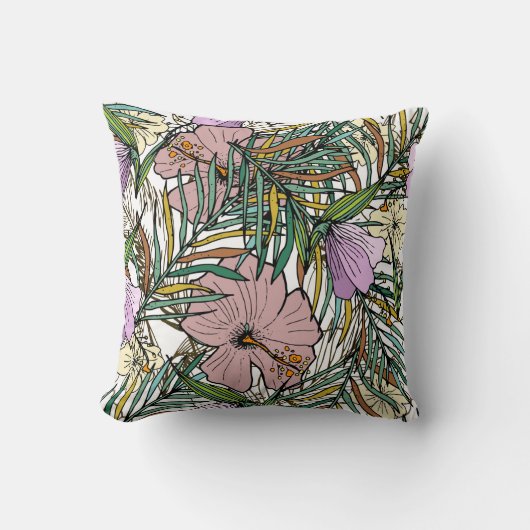 Hand Drawn Seamless Background With Palm Leaves An クッション (正面)
