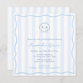 Hand-Drawn Seashell Monogram Coastal Bridal Shower 招待状
