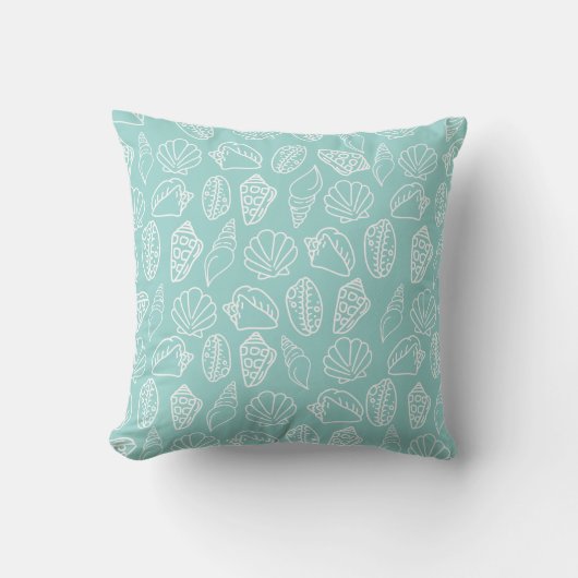 Hand-drawn Seashell Throw Pillow クッション (正面)