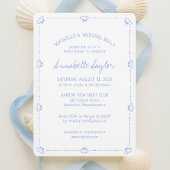 Hand Drawn Seashells & Wedding Bells Bridal Shower 招待状