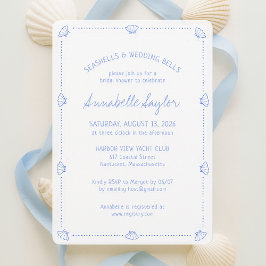 Hand Drawn Seashells & Wedding Bells Bridal Shower 招待状