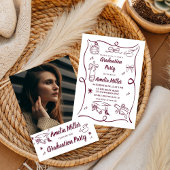 Hand Drawn Senior Graduation Invitation Template, 招待状