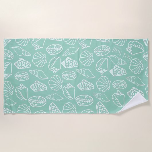 Hand-drawn Shell Patterned Beach Towel ビーチタオル (正面)