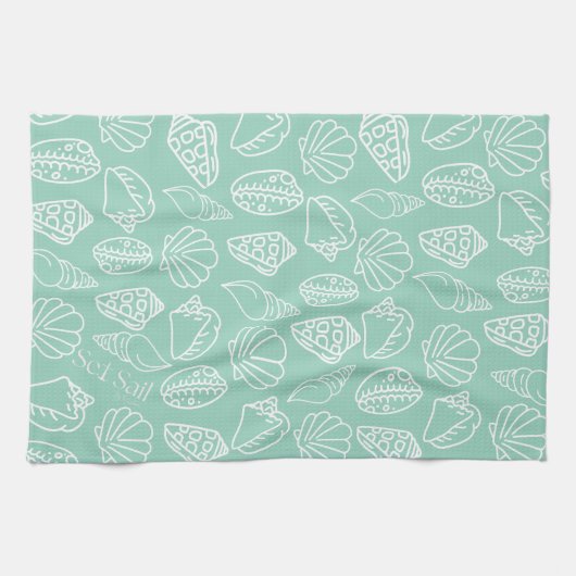 Hand-drawn Shell Patterned Kitchen Towel キッチンタオル (横)