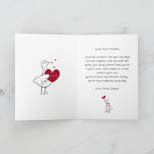 Hand Drawn Silly Goose Funny Saying Valentines Day シーズンカード (内部)