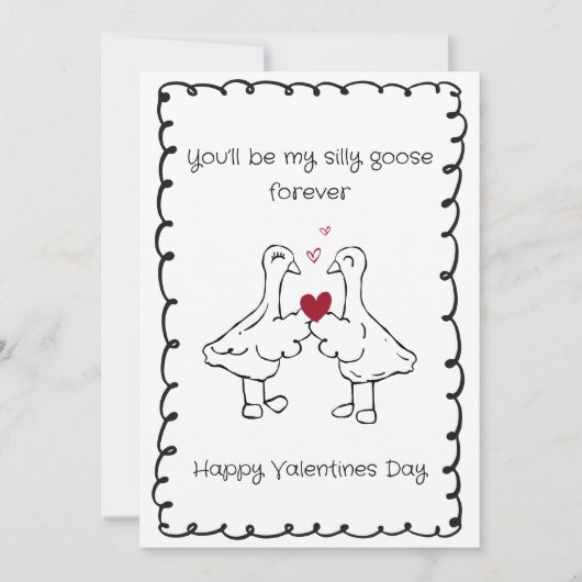 Hand Drawn Silly Goose Funny Saying Valentines Day シーズンカード (正面)