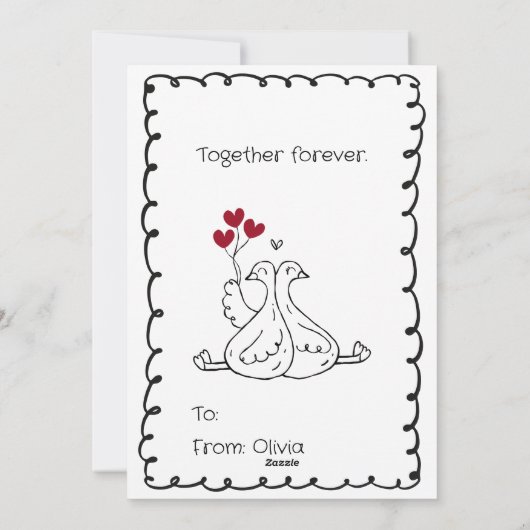 Hand Drawn Silly Goose Funny Saying Valentines Day シーズンカード (裏面)