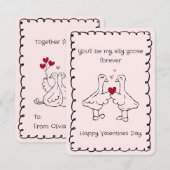 Hand Drawn Silly Goose Funny Saying Valentines Day ノートカード (正面/裏面)